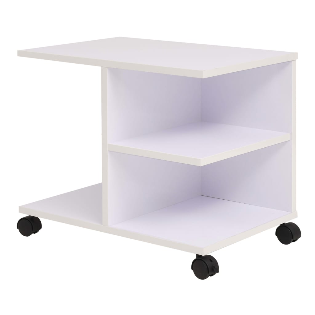 hylde med hjul 50x35x42 cm hvid
