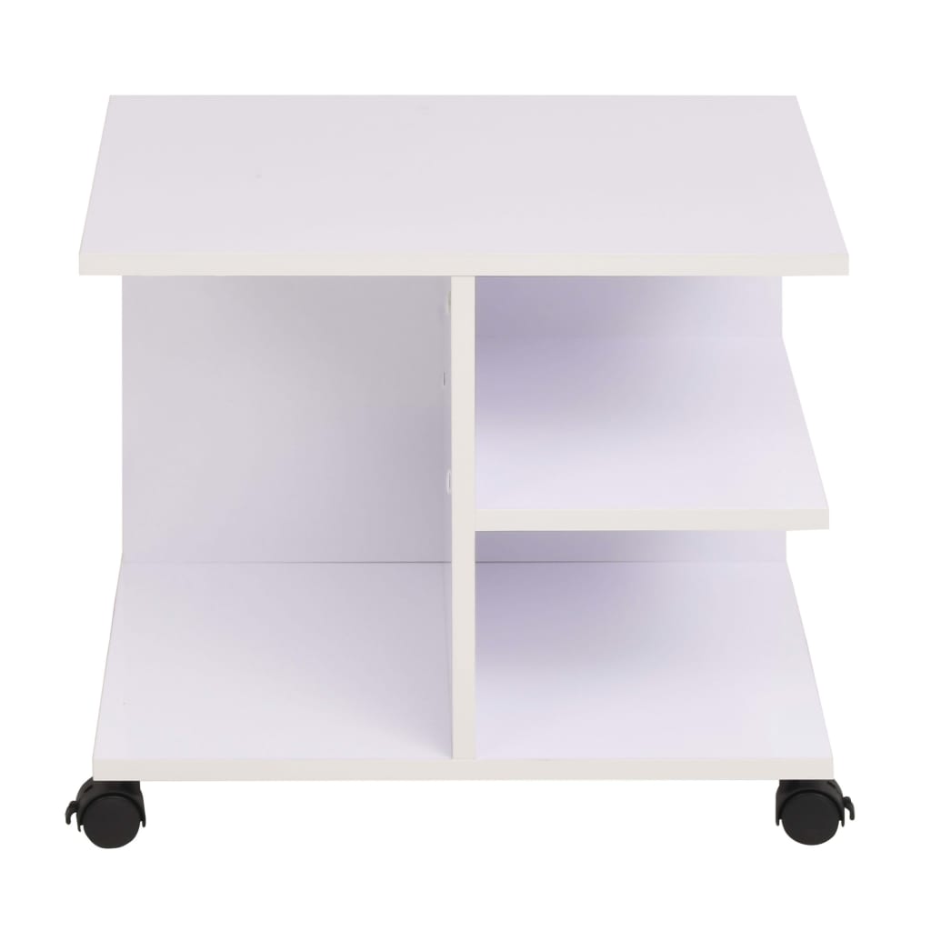 hylde med hjul 50x35x42 cm hvid