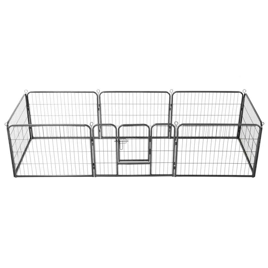 løbegård til hunde 8 paneler stål 60 x 80 sort