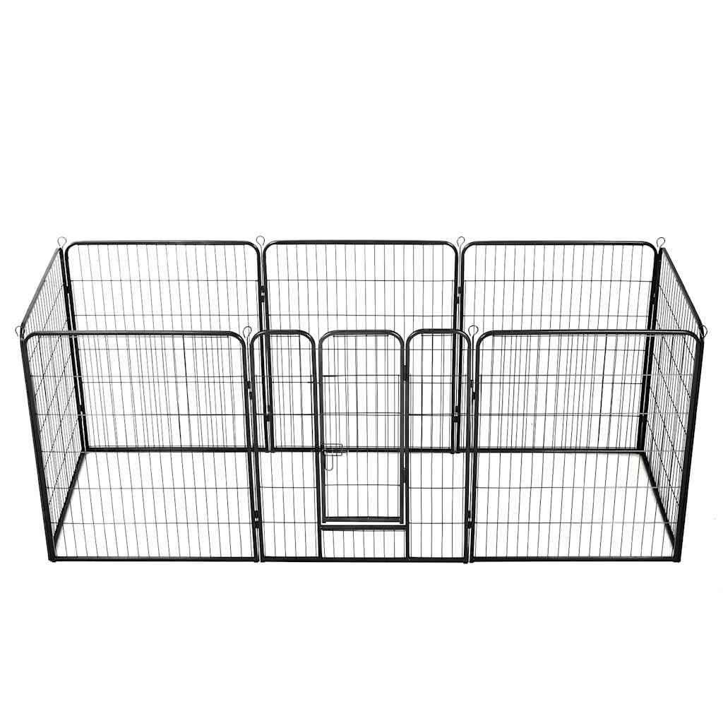 løbegård til hunde 8 paneler stål 80 x 100 sort