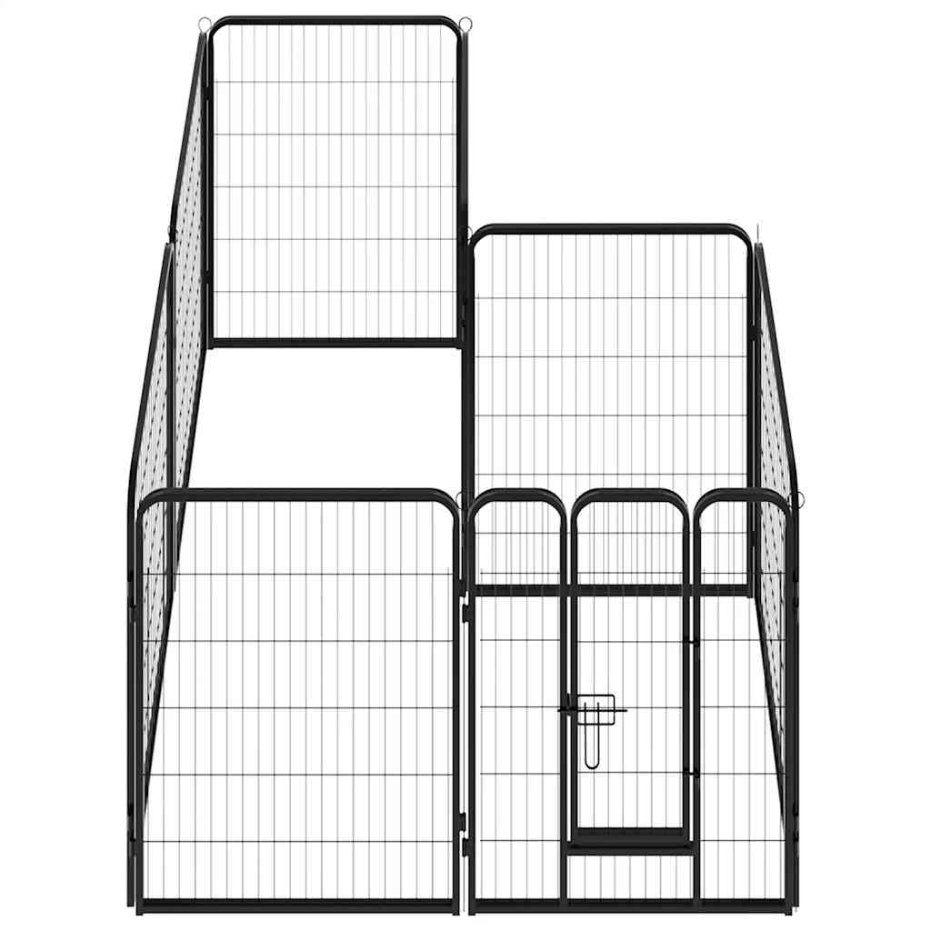 løbegård til hunde 8 paneler stål 80 x 100 sort