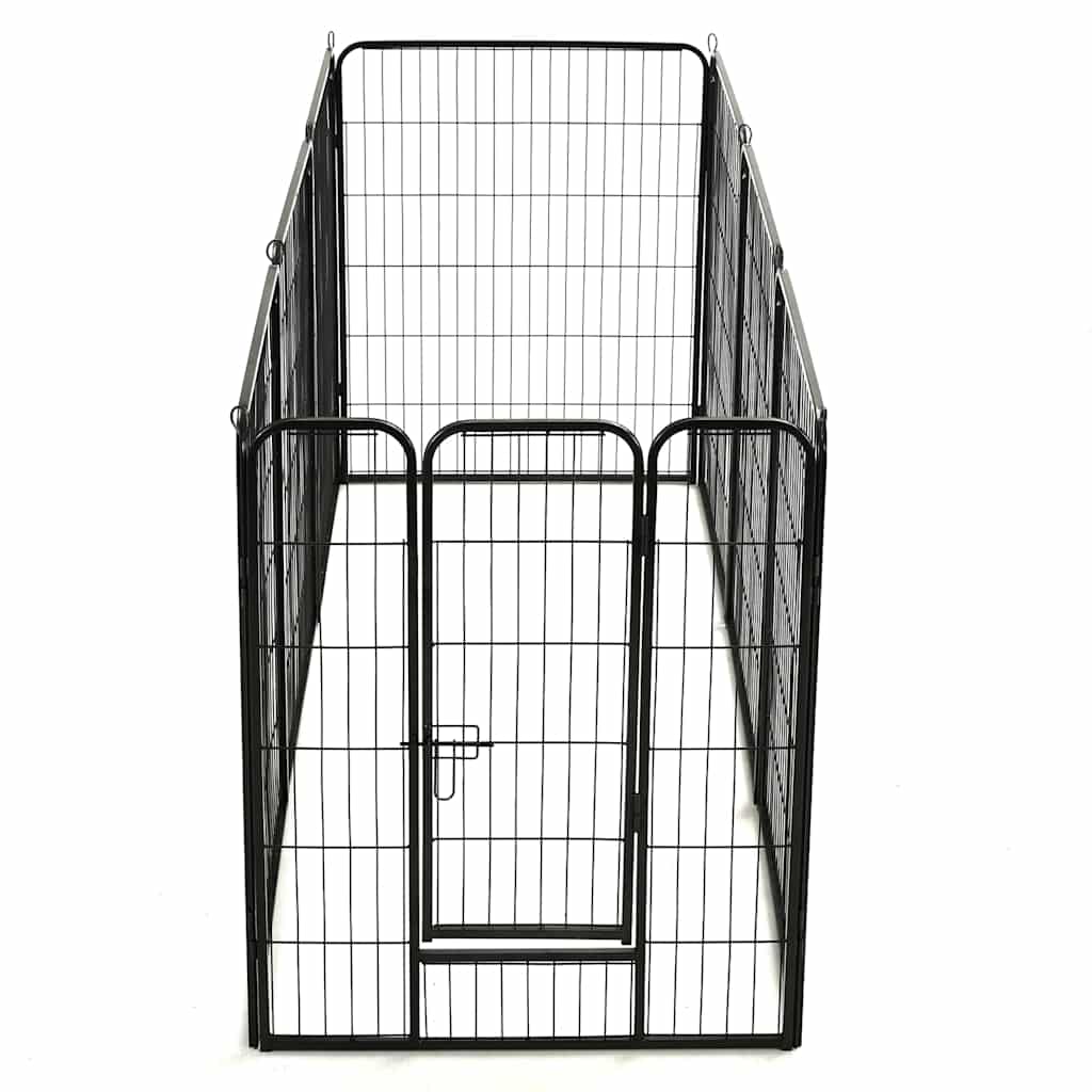 løbegård til hunde 8 paneler stål 80 x 100 sort