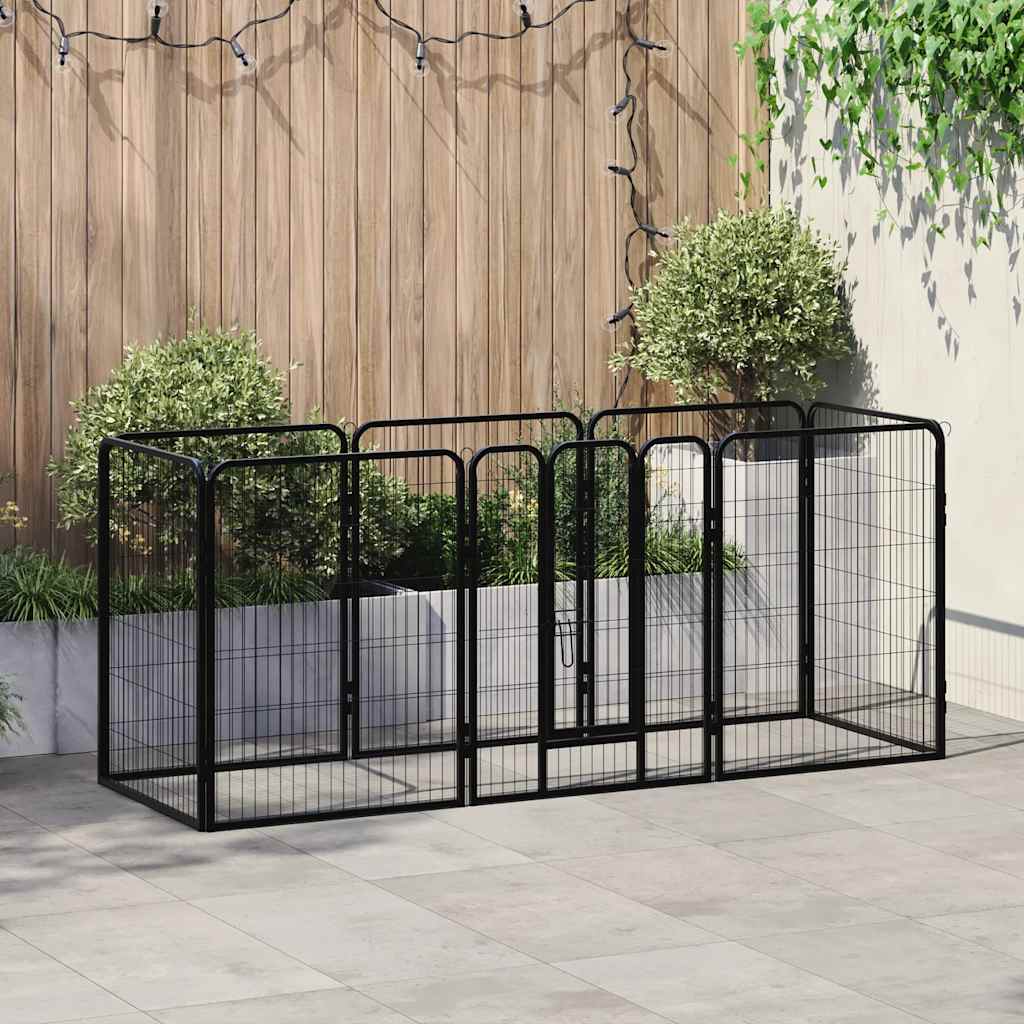 løbegård til hunde 8 paneler stål 80 x 100 sort
