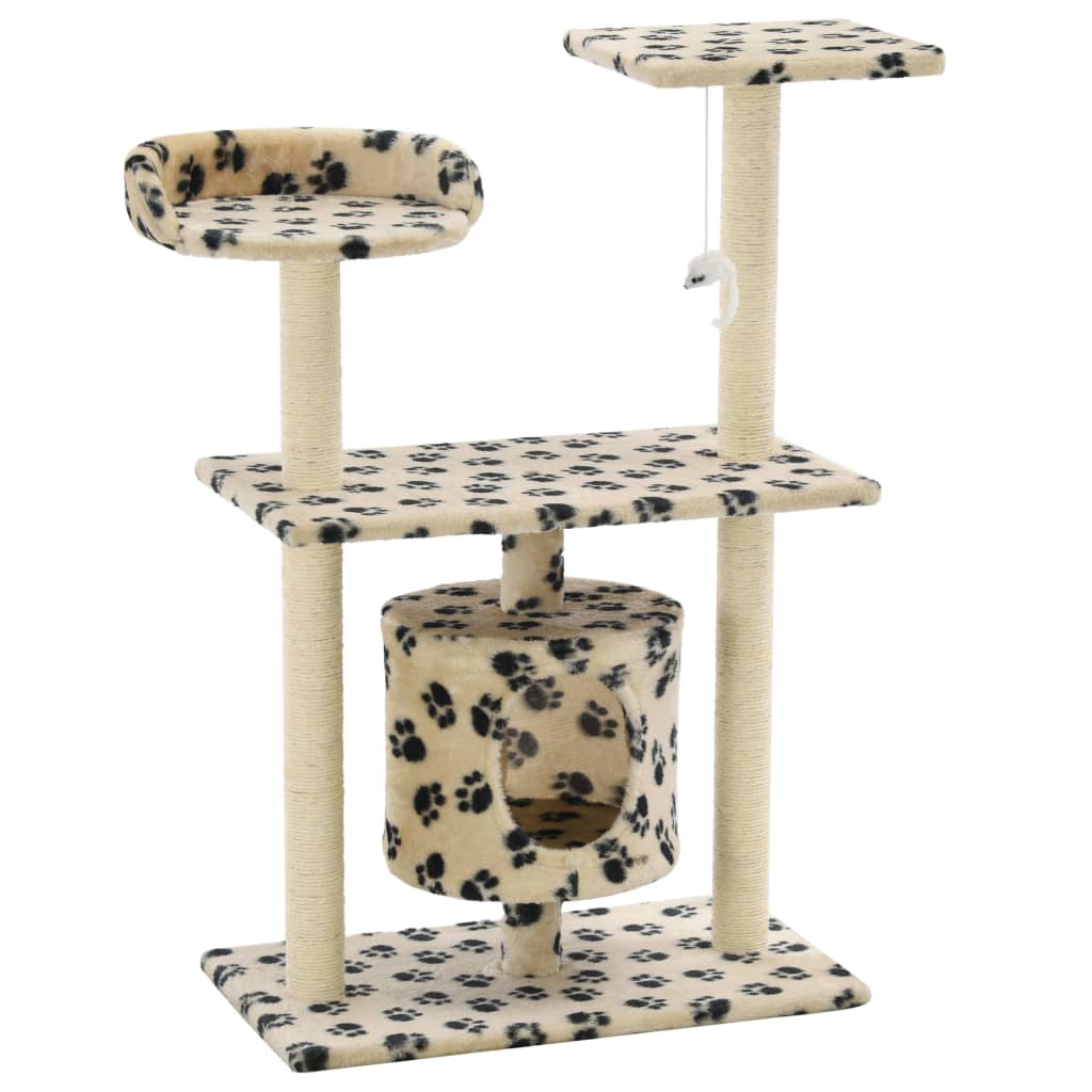 kradsetræ med sisalkradsestolper 95 cm beige poteaftryk