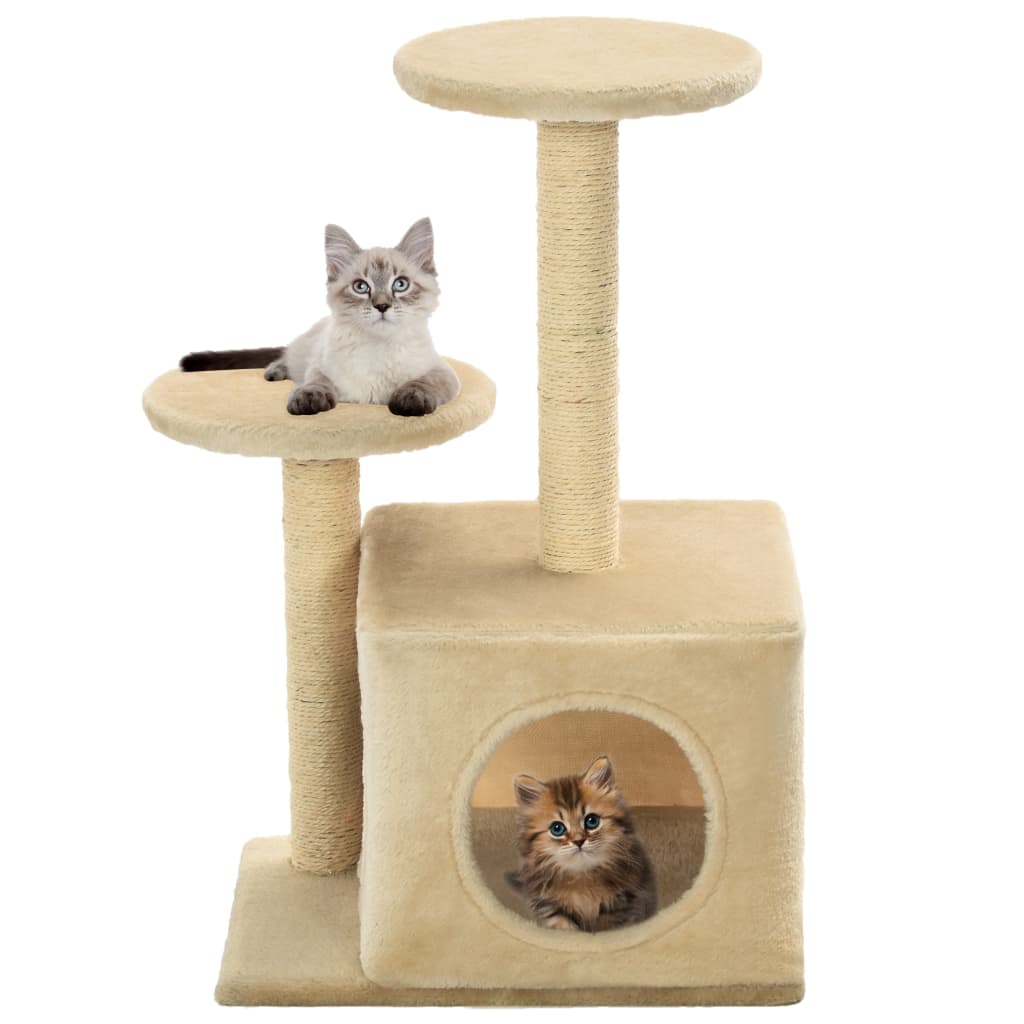 kradsetræ til katte med sisal-kradsestolper 60 cm beige