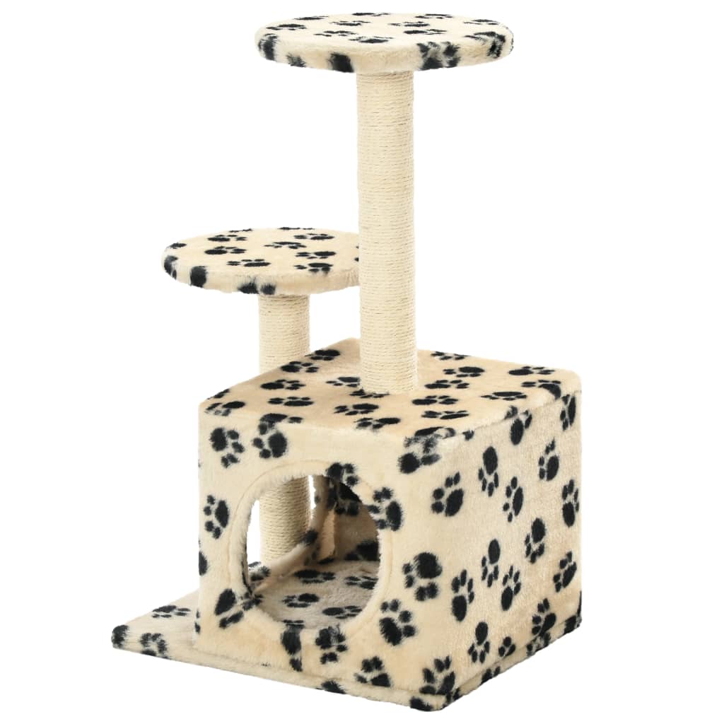 kradsetræ til katte med sisal-kradsestolper 60 cm beige fodspor