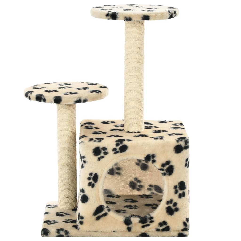 kradsetræ til katte med sisal-kradsestolper 60 cm beige fodspor