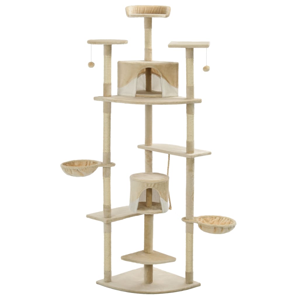 kattetræ med sisalkradsestolper 203 cm beige og hvid