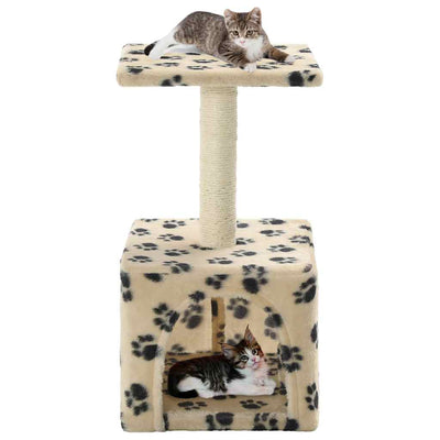 kradsetræ til katte med sisal-kradsestolper 55 cm beige fodspor