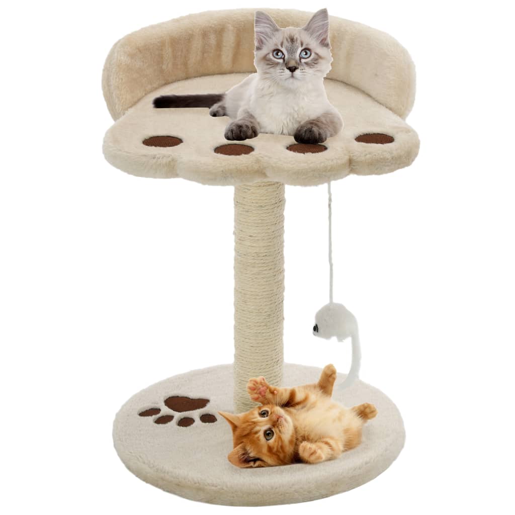 kradsetræ til katte med sisal-kradsestolper 40 cm beige og brun