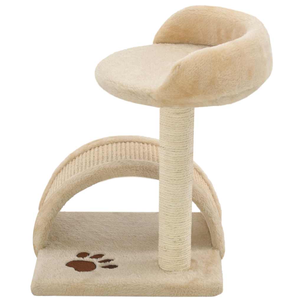 kradsetræ til katte med sisal-kradsestolper 40 cm beige og brun