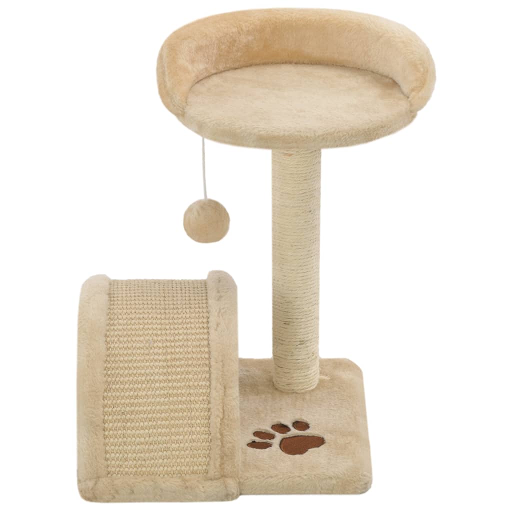 kradsetræ til katte med sisal-kradsestolper 40 cm beige og brun