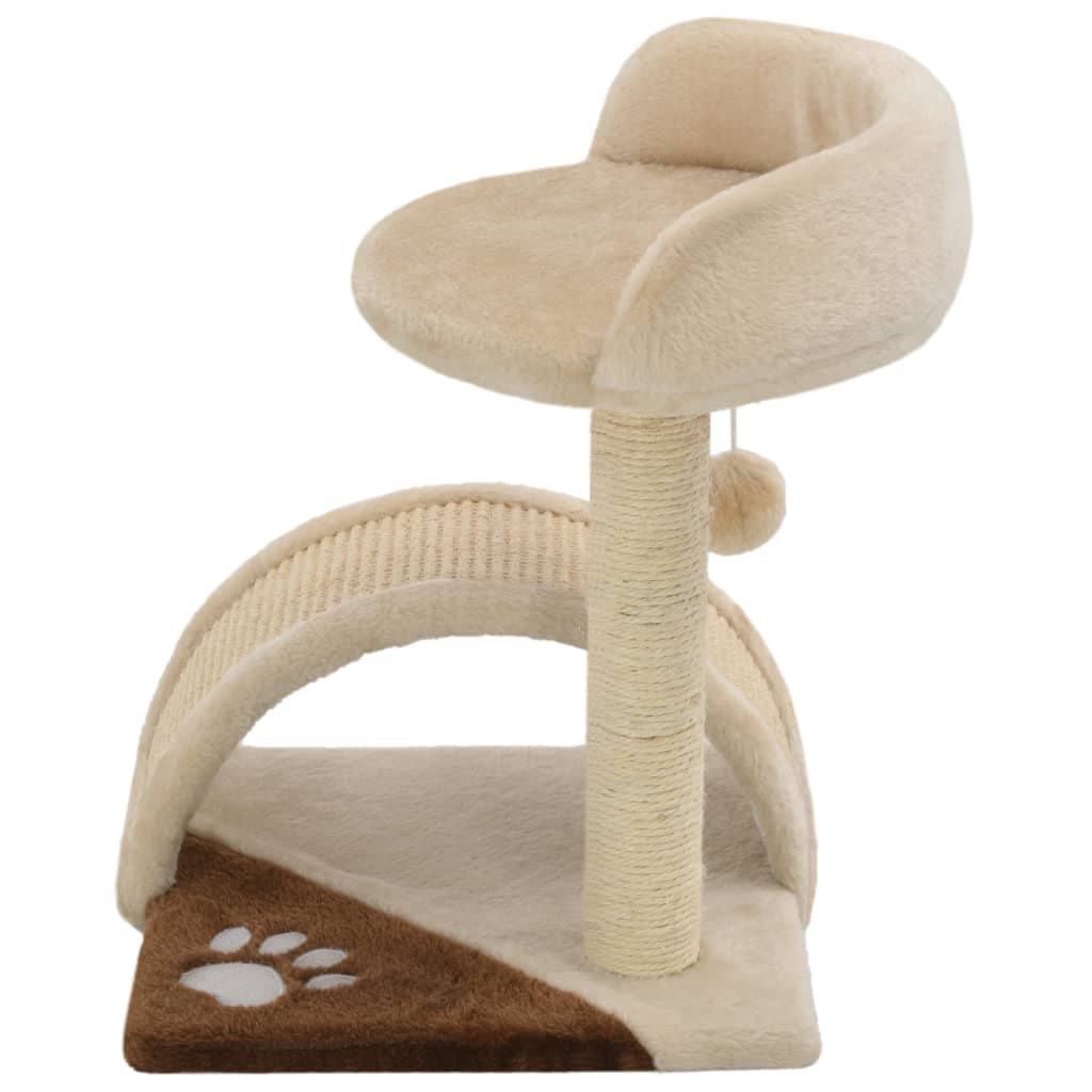 kradsetræ til katte med sisal-kradsestolper 40 cm beige og brun