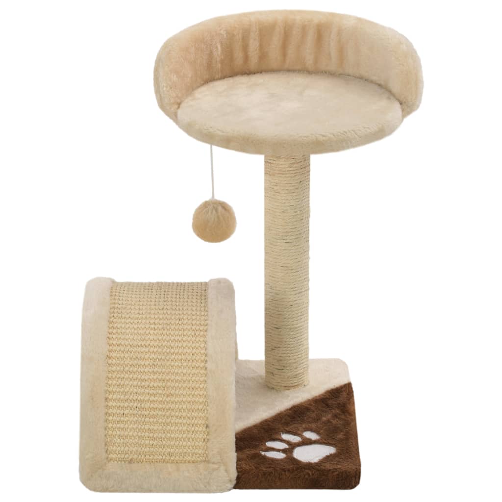 kradsetræ til katte med sisal-kradsestolper 40 cm beige og brun