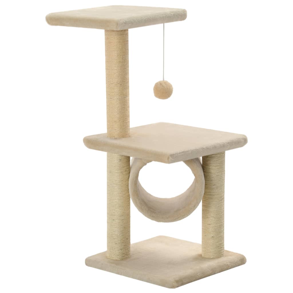 kradsetræ med sisal-kradsestolper til katte 65 cm beige