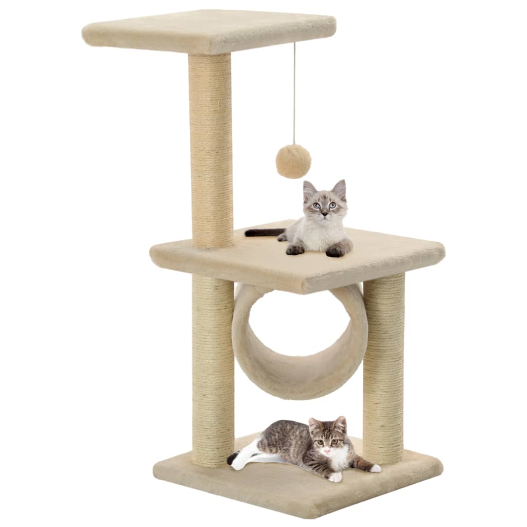 kradsetræ med sisal-kradsestolper til katte 65 cm beige