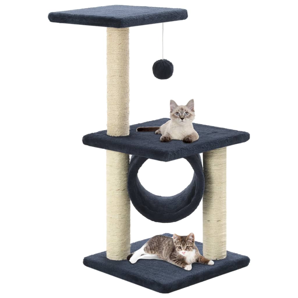 kradsetræ til katte med sisal-kradsestolper 65 cm mørkeblå