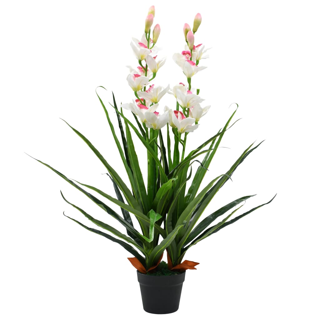kunstig Cymbidium-orkidé med krukke 100 cm grøn