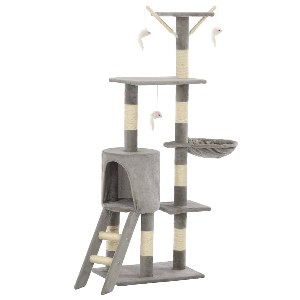kradsetræ til katte med sisal-kradsestolper 138 cm grå