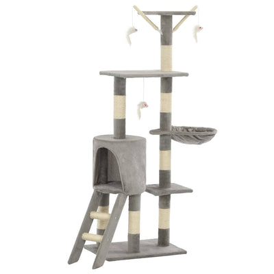 kradsetræ til katte med sisal-kradsestolper 138 cm grå