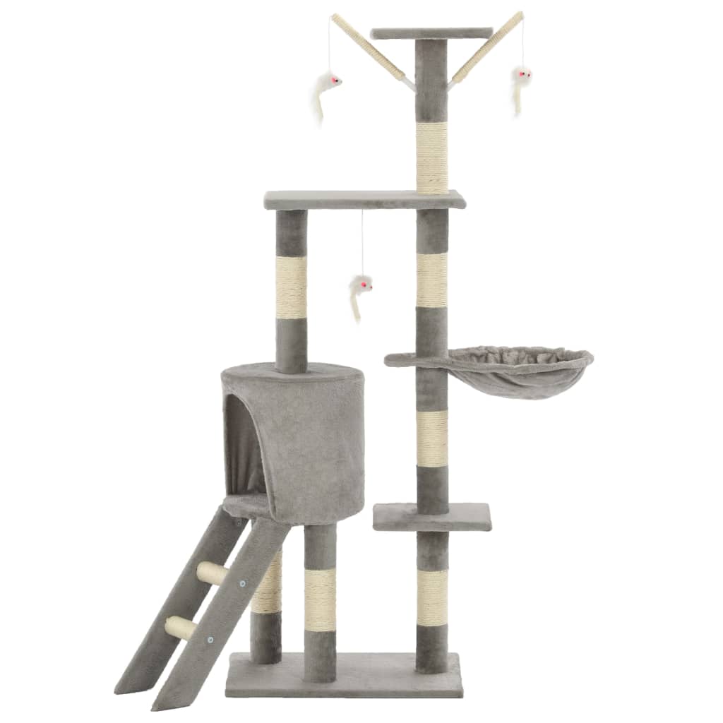 kradsetræ til katte med sisal-kradsestolper 138 cm grå