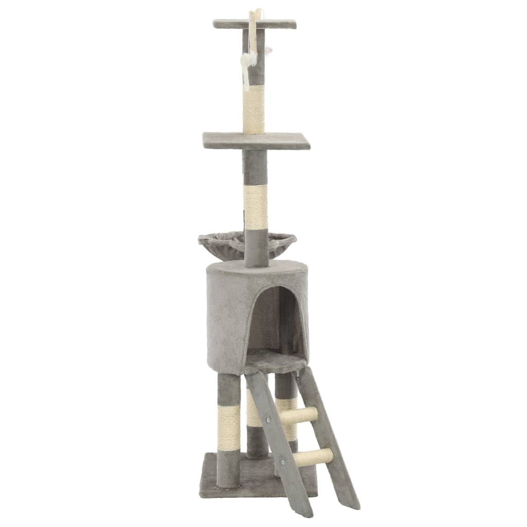 kradsetræ til katte med sisal-kradsestolper 138 cm grå
