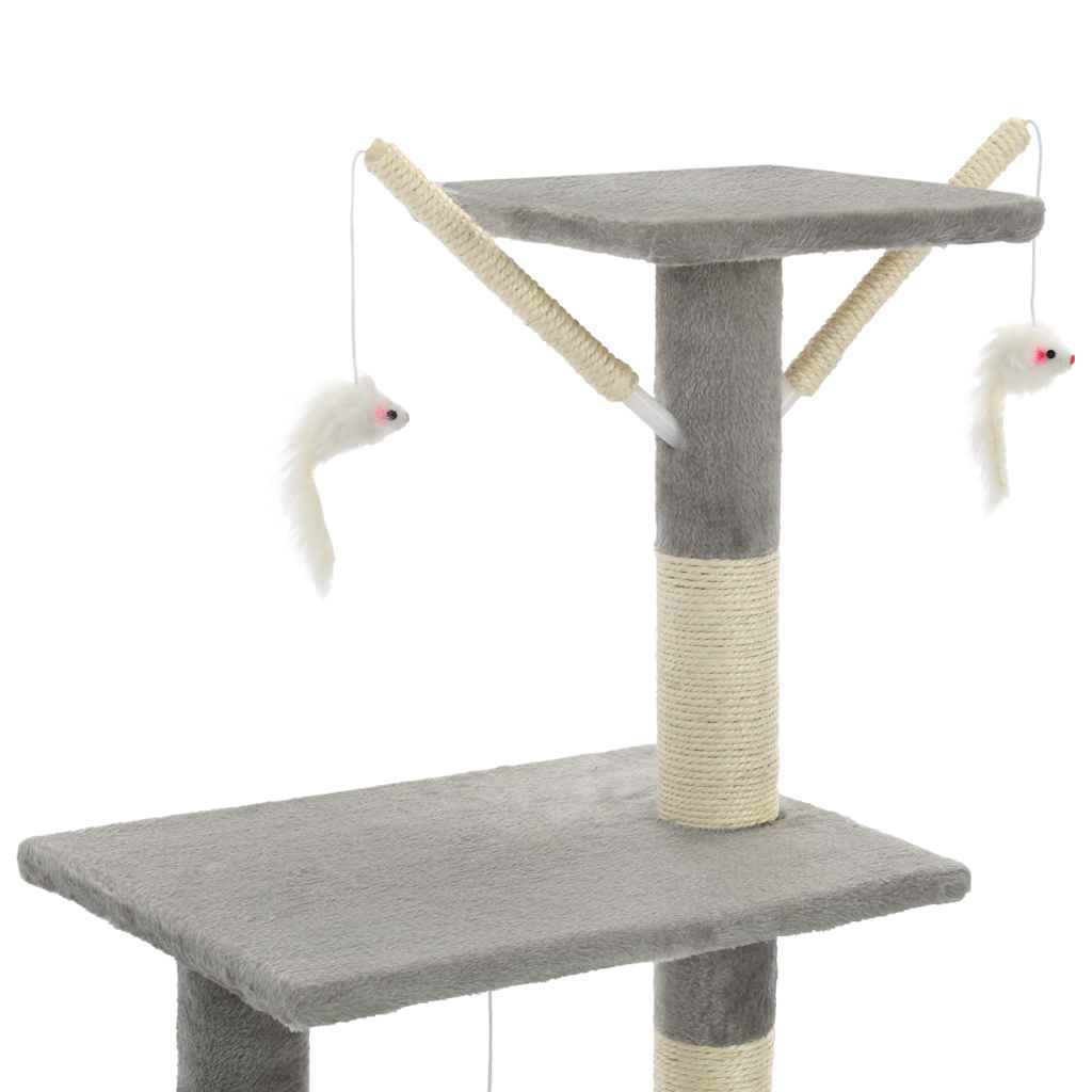 kradsetræ til katte med sisal-kradsestolper 138 cm grå