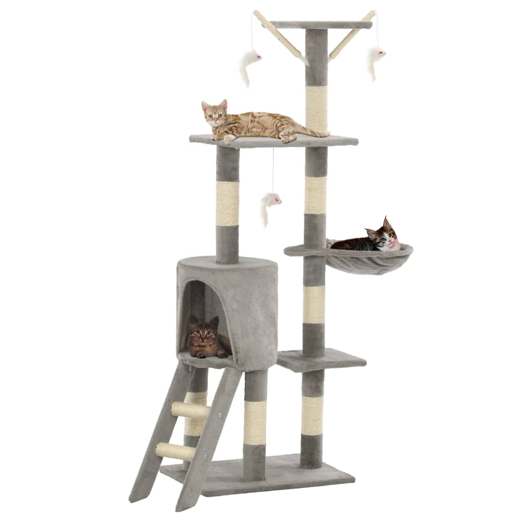kradsetræ til katte med sisal-kradsestolper 138 cm grå