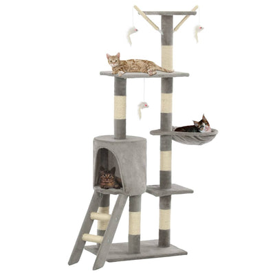 kradsetræ til katte med sisal-kradsestolper 138 cm grå