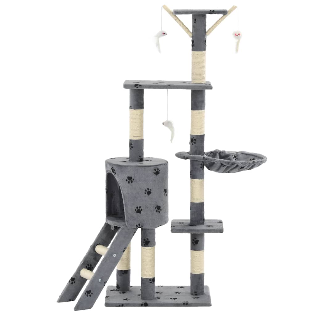 kradsetræ til katte med sisal-kradsestolper 138 cm grå poteprint
