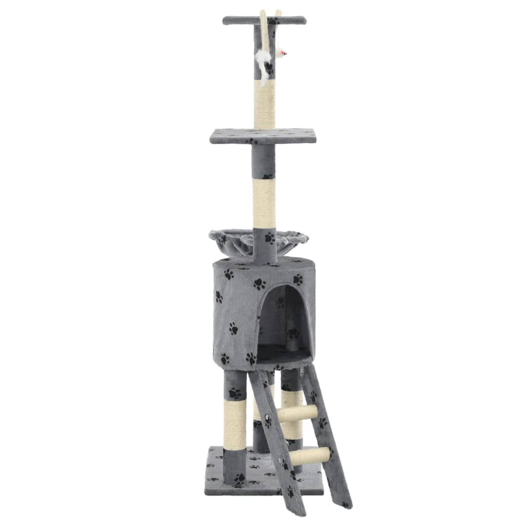 kradsetræ til katte med sisal-kradsestolper 138 cm grå poteprint