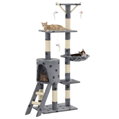kradsetræ til katte med sisal-kradsestolper 138 cm grå poteprint