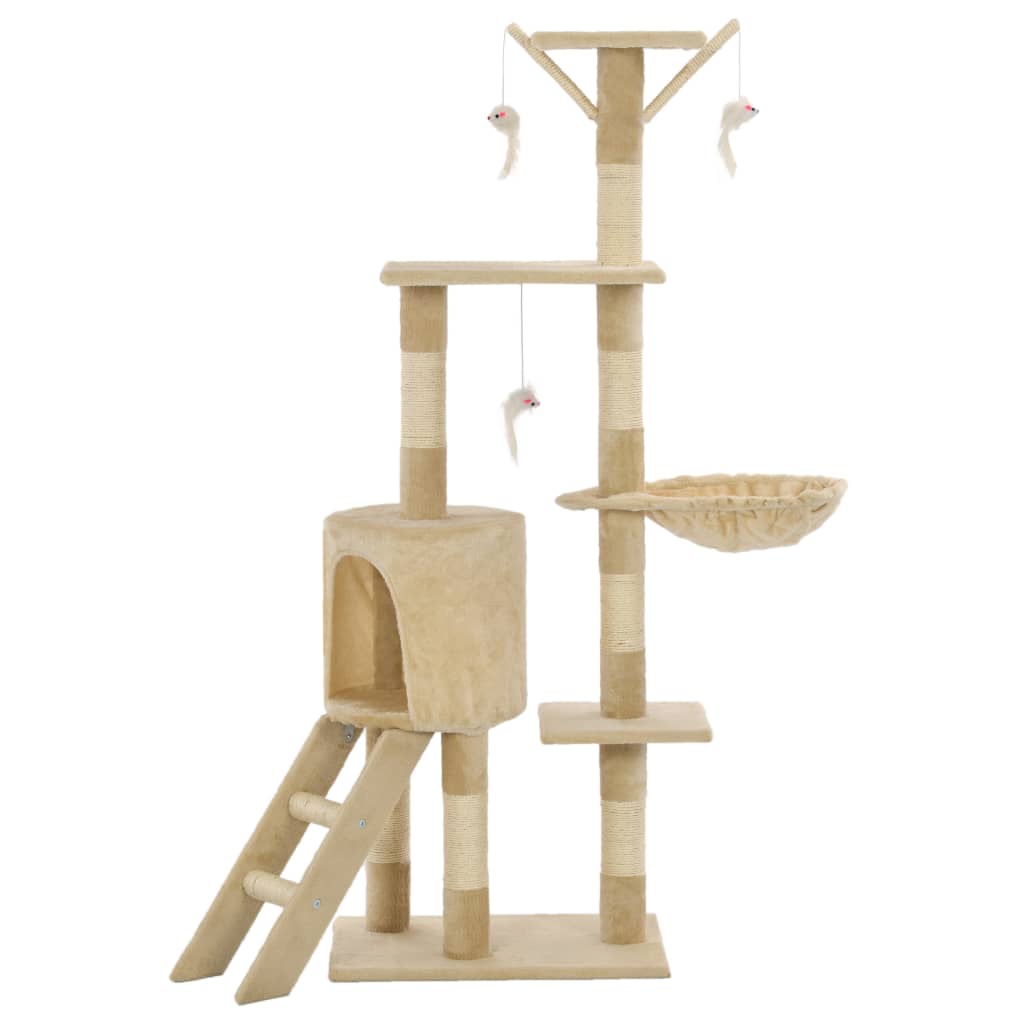 kradsetræ til katte med sisal-kradsestolper 138 cm beige