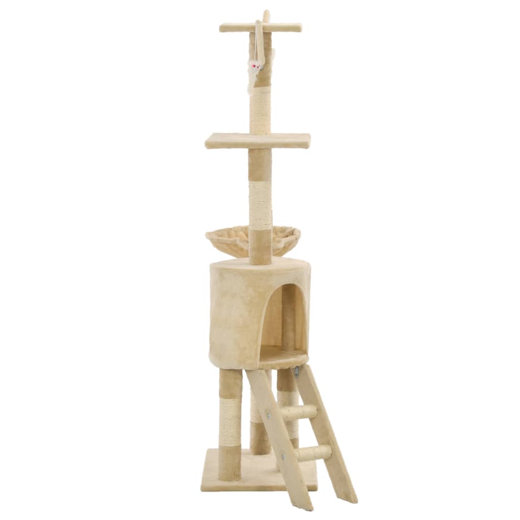 kradsetræ til katte med sisal-kradsestolper 138 cm beige