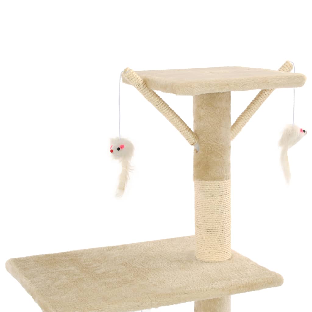 kradsetræ til katte med sisal-kradsestolper 138 cm beige