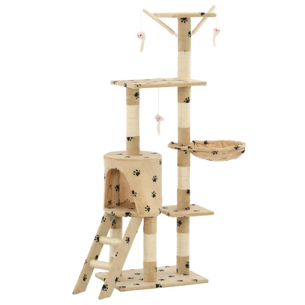 kradsetræ til katte med sisal-kradsestolper 138 cm beige poteprint