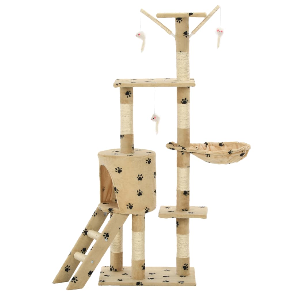 kradsetræ til katte med sisal-kradsestolper 138 cm beige poteprint