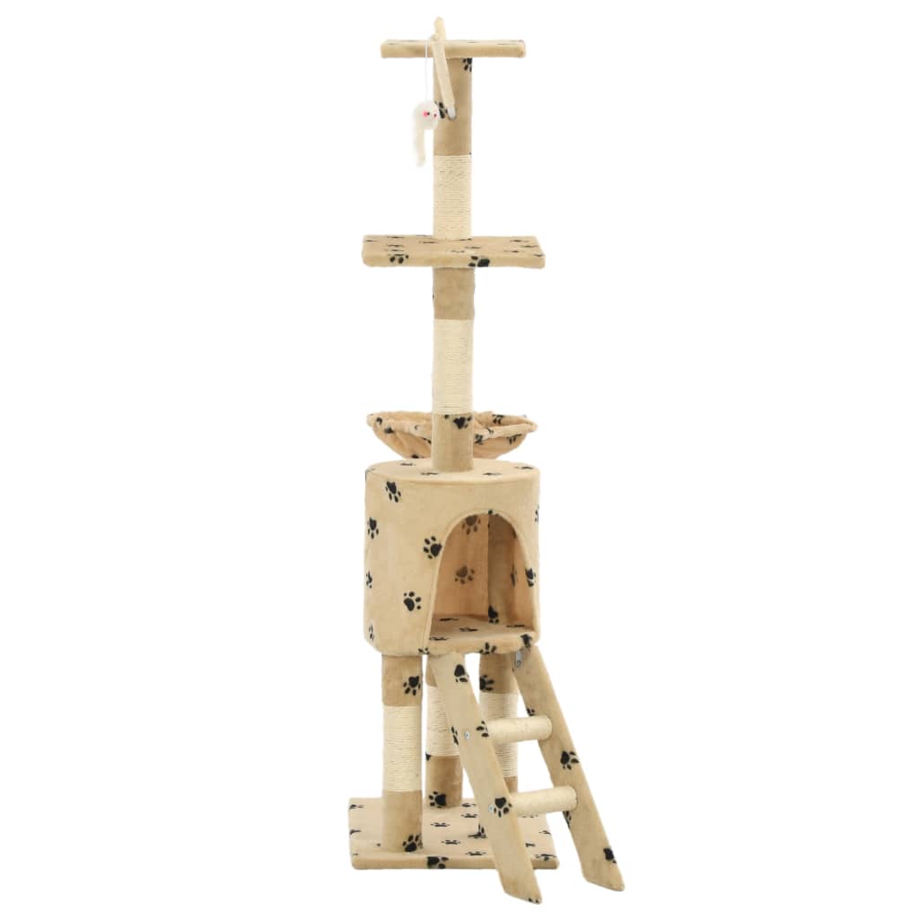 kradsetræ til katte med sisal-kradsestolper 138 cm beige poteprint