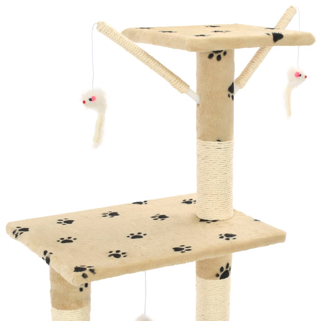 kradsetræ til katte med sisal-kradsestolper 138 cm beige poteprint