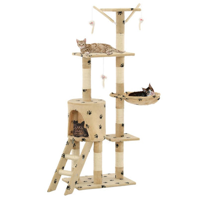 kradsetræ til katte med sisal-kradsestolper 138 cm beige poteprint