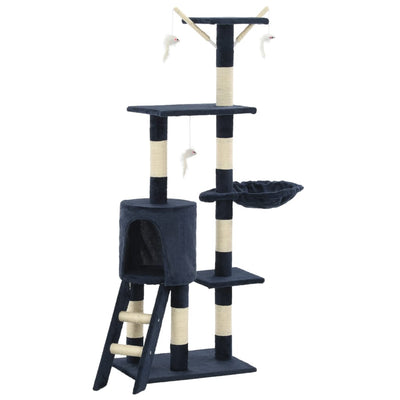 kradsetræ til katte med sisal-kradsestolper 138 cm mørkeblå