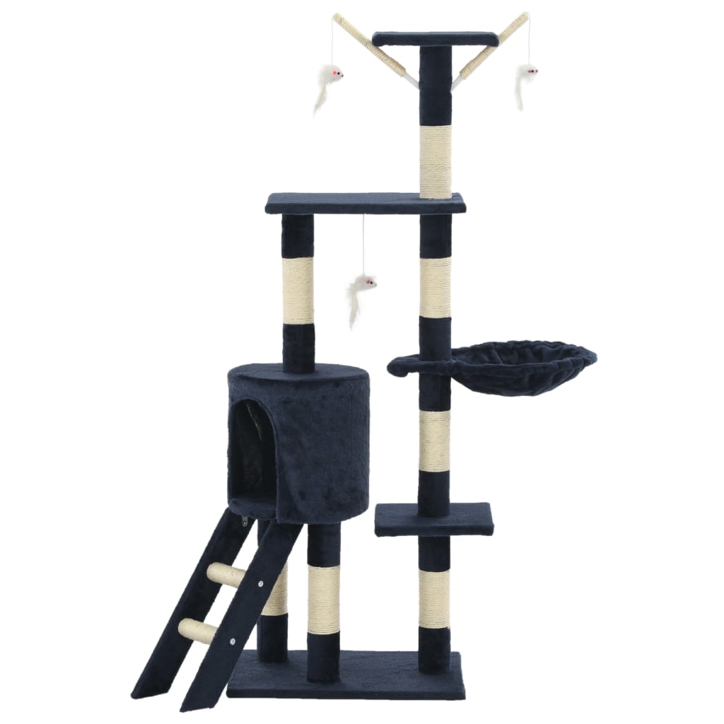 kradsetræ til katte med sisal-kradsestolper 138 cm mørkeblå