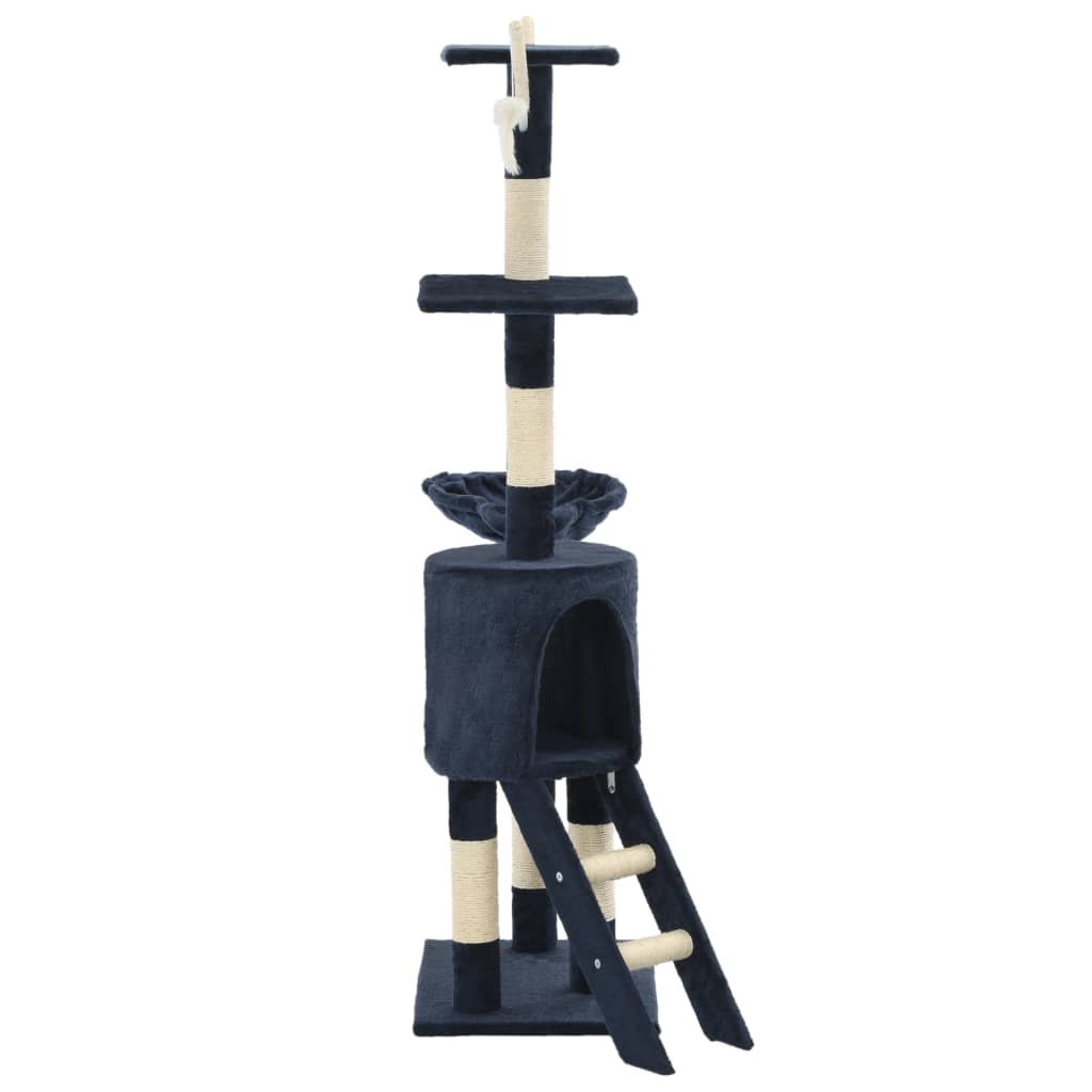 kradsetræ til katte med sisal-kradsestolper 138 cm mørkeblå