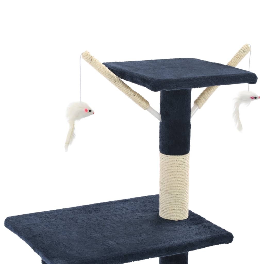 kradsetræ til katte med sisal-kradsestolper 138 cm mørkeblå