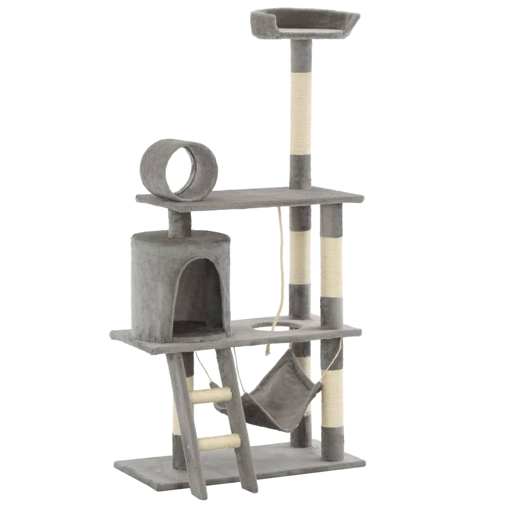 kradsetræ til katte med sisal-kradsestolper 140 cm grå