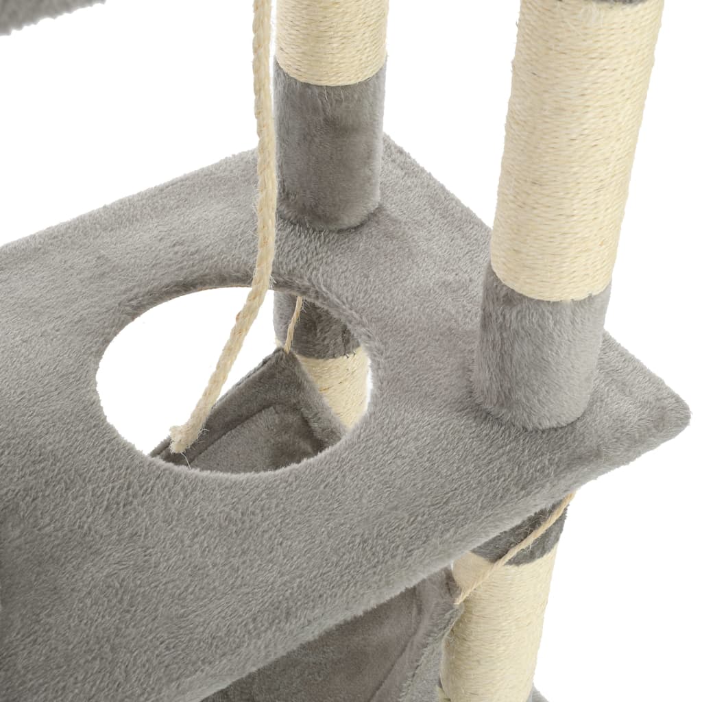 kradsetræ til katte med sisal-kradsestolper 140 cm grå