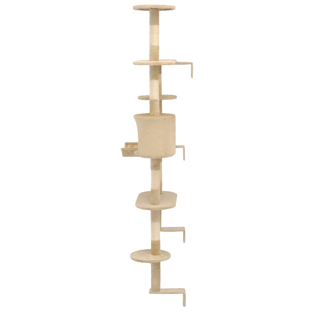 kradsetræ med sisal-kradsestolper til katte vægmonteret 194 cm beige