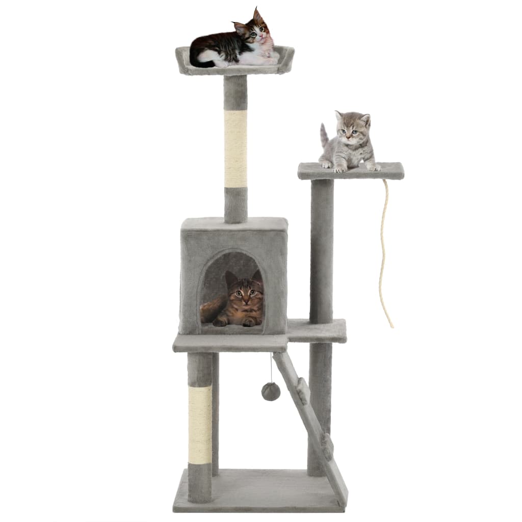 kradsetræ til katte med sisal-kradsestolper 120 cm grå
