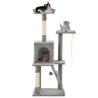 kradsetræ til katte med sisal-kradsestolper 120 cm grå