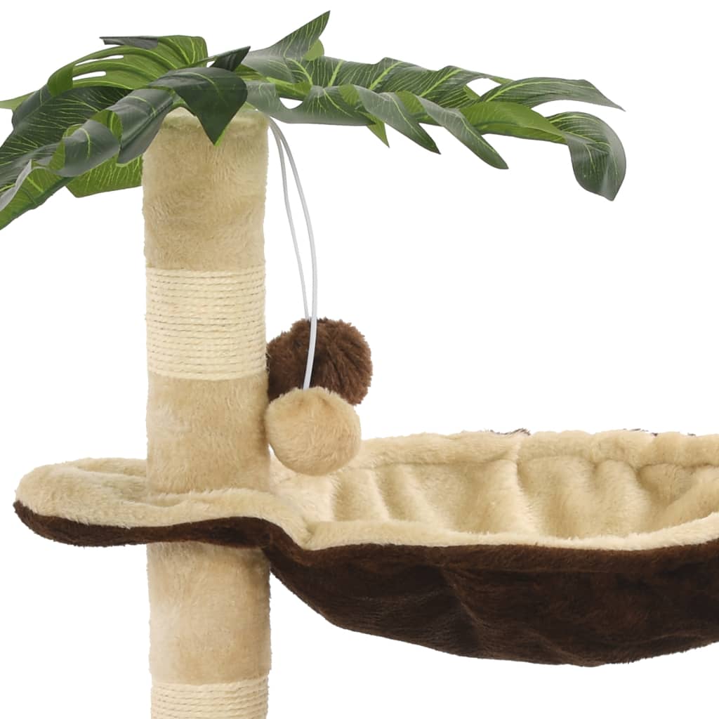 kradsetræ til katte med sisal-kradsestolper 50 cm beige og brun
